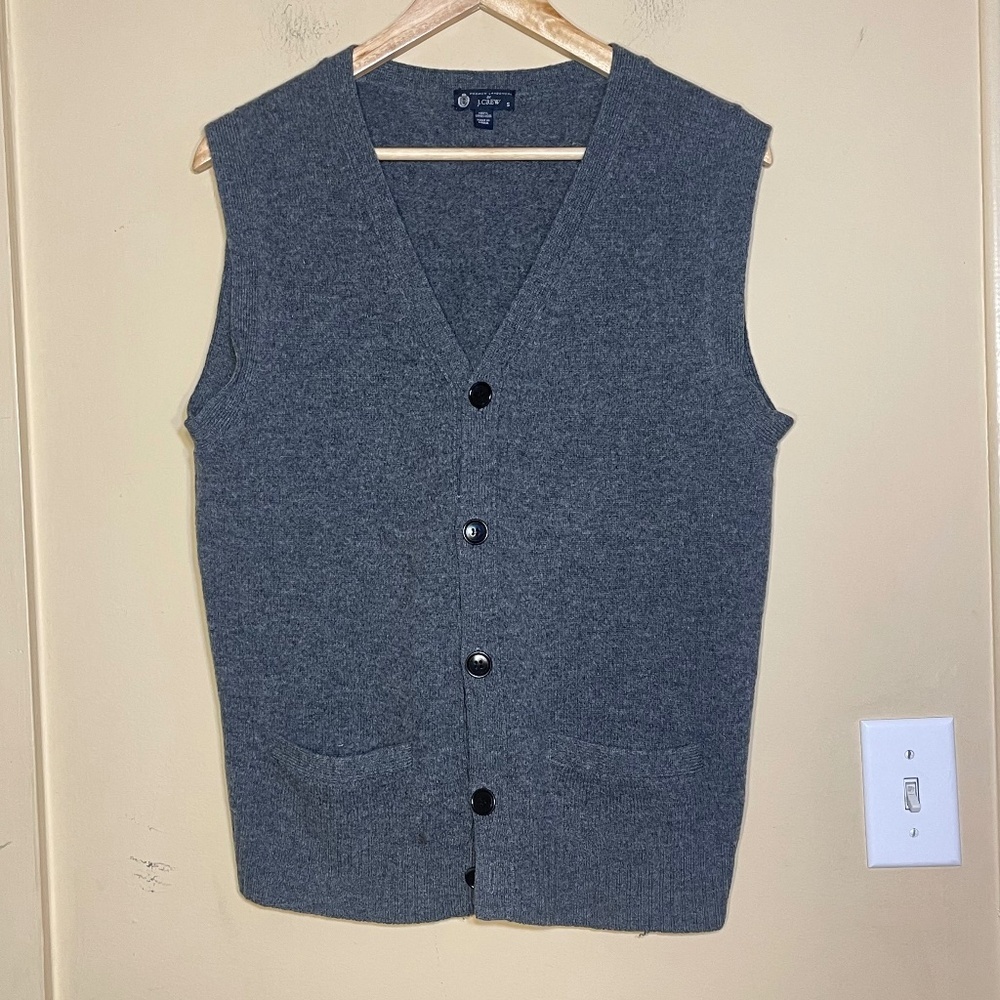 Luxury Wool J. Crew Gray Button-Up Vest